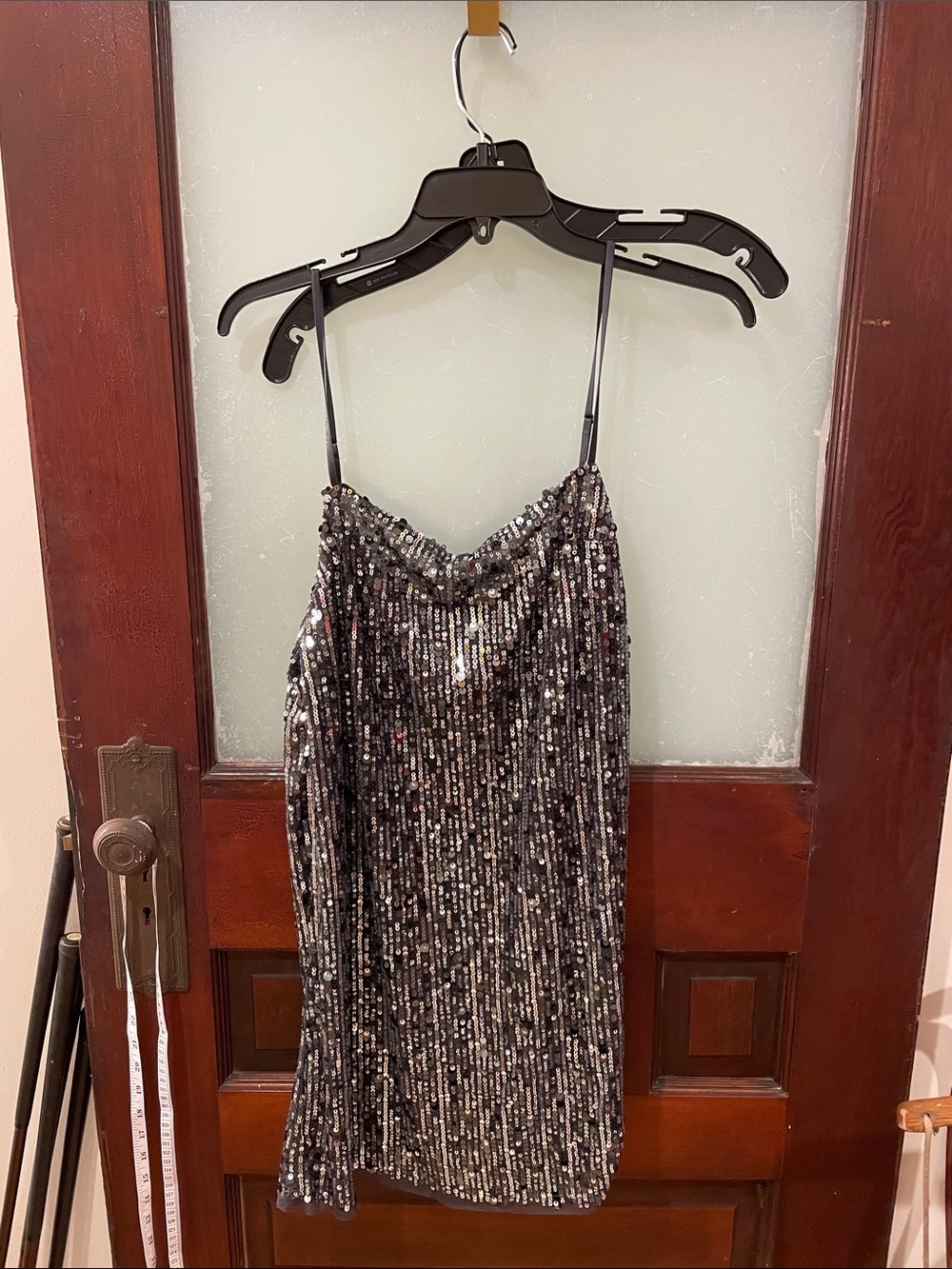 Free People Charcoal Combo Sequin Slip Dress